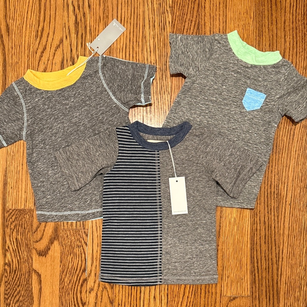 Gray Kids T-Shirt Set with Yellow, Green, and Blue Accents 3M